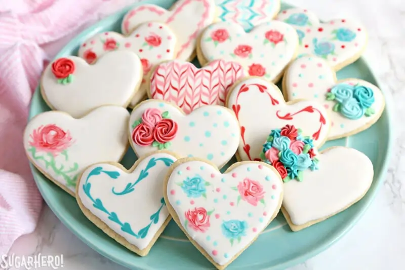Decorated Valentine Sugar Cookies